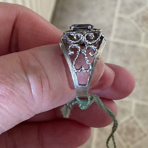 NWOT Sterling Silver 925 Filigree Amethyst Ring Size US 7.5 - Picture 3 of 9